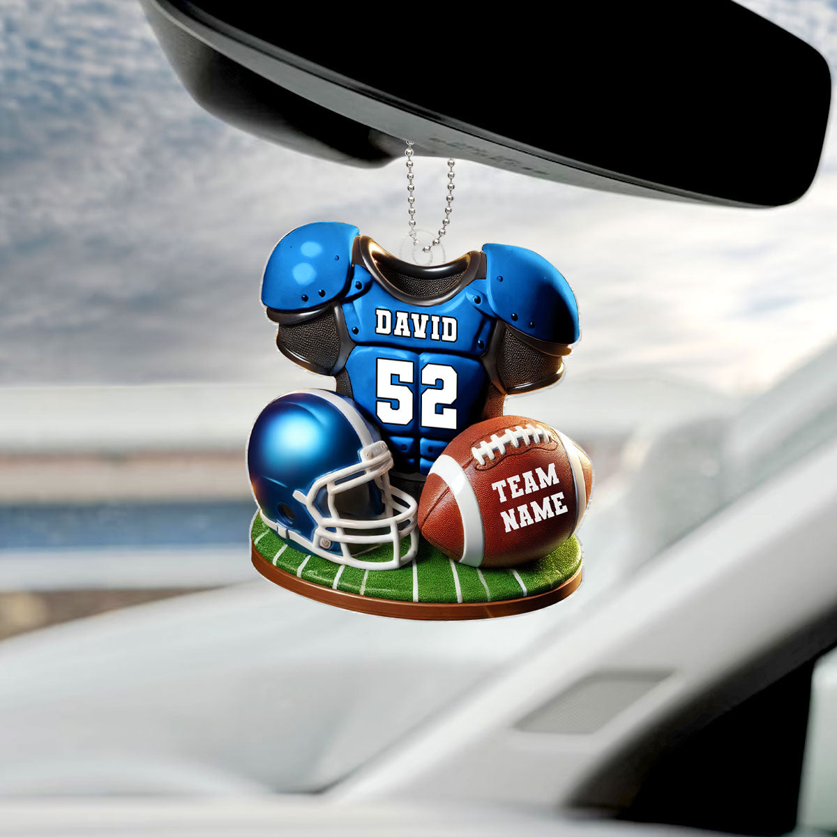 Football Jersey Uniform 3D Effect Personalized Acrylic Car Hanger Ornament, Perfect Gift For Football Fans, Super Bowl 2025