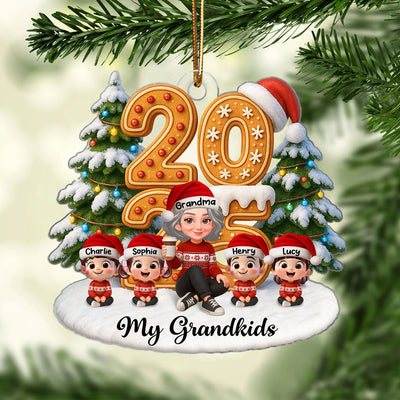 Grandkids Make Life Grand - Personalized Acrylic Ornament - Heartwarming Christmas Gift For Grandma