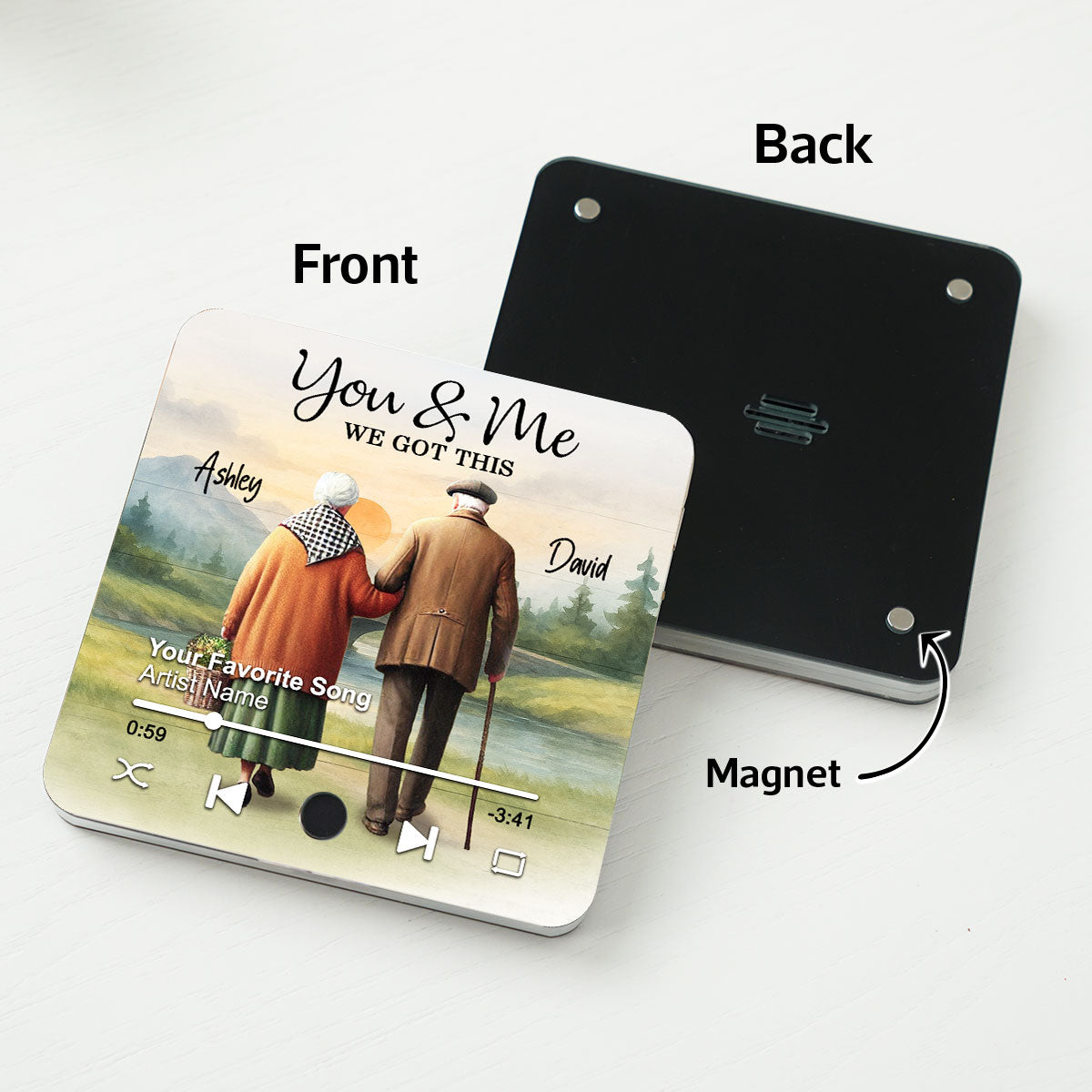 Eternal Love Couple Growing Old Together Mountain Landscape Personalized Music Fridge Magnet