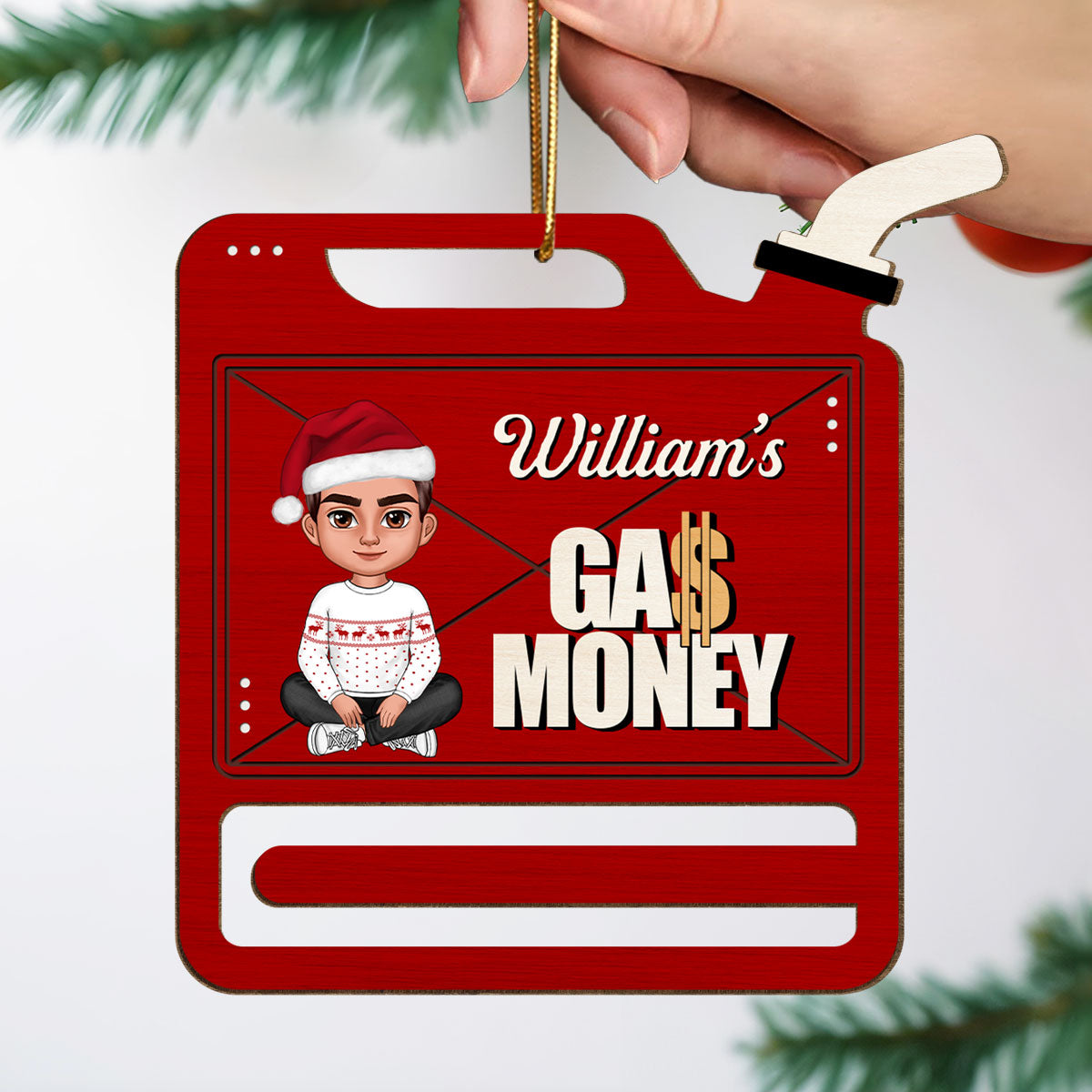 Gas Can Shaped Personalized Gas Money Wooden Holder Ornament, Unique Christmas Gift For Teenage Driver, Funny 16 Birthday Gift