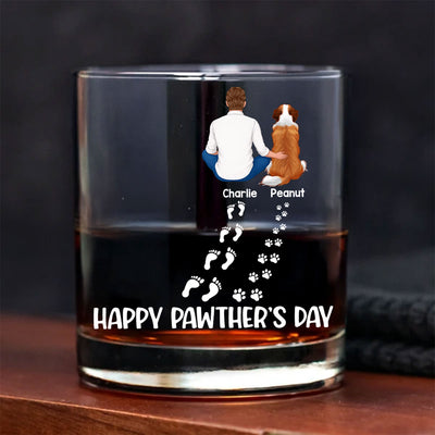Happy Pawther's Day Dog Dad Personalized Wine Glass, Father's Day Gift for Dog Dads