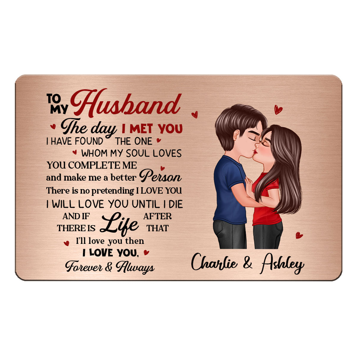 To My Husband Couple Couple Kissing Wallet Insert Personalized Metal Wallet Card