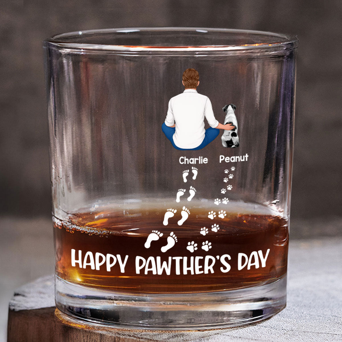 Happy Pawther's Day Dog Dad Personalized Wine Glass, Father's Day Gift for Dog Dads