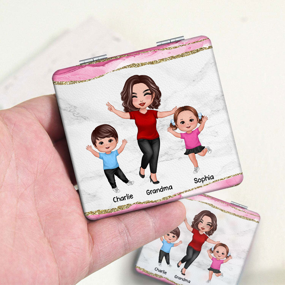 Best Grandma Mom Ever Personalized Square Compact Mirror