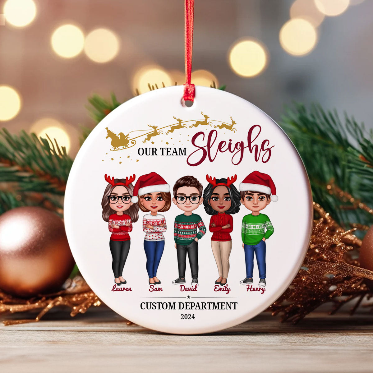 Staff Christmas Gifts, Best Team Ever Christmas Ornaments, Our Team Sleigh 2025 Ornament, Company Christmas Gift for Employees