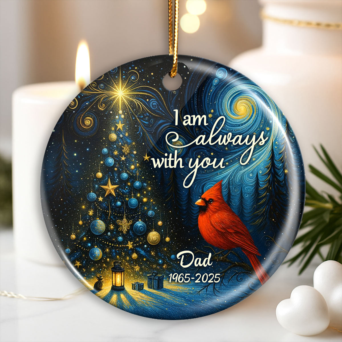 I Am Always With You Starry Night Personalized Ceramic Ornament, Memorial Remembrance Keepsake for Loved Ones