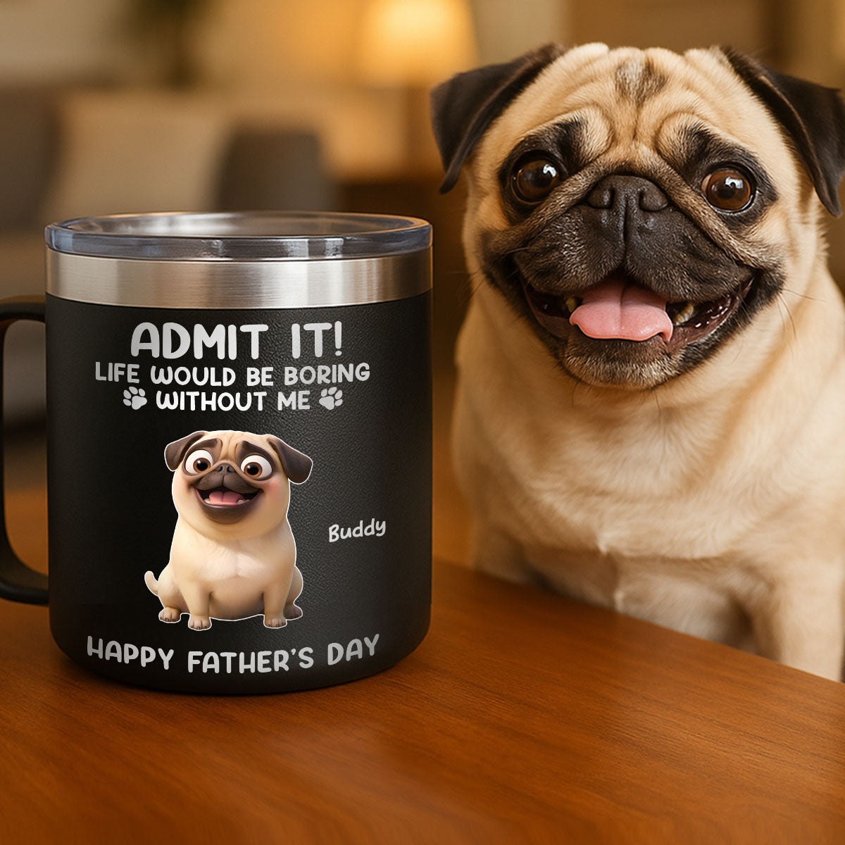 Cartoon Funny Dogs Admit It Life Would Be Boring Without Me Personalized Stainless Steel Tumbler, Father's Day, Gift For Dog Lovers