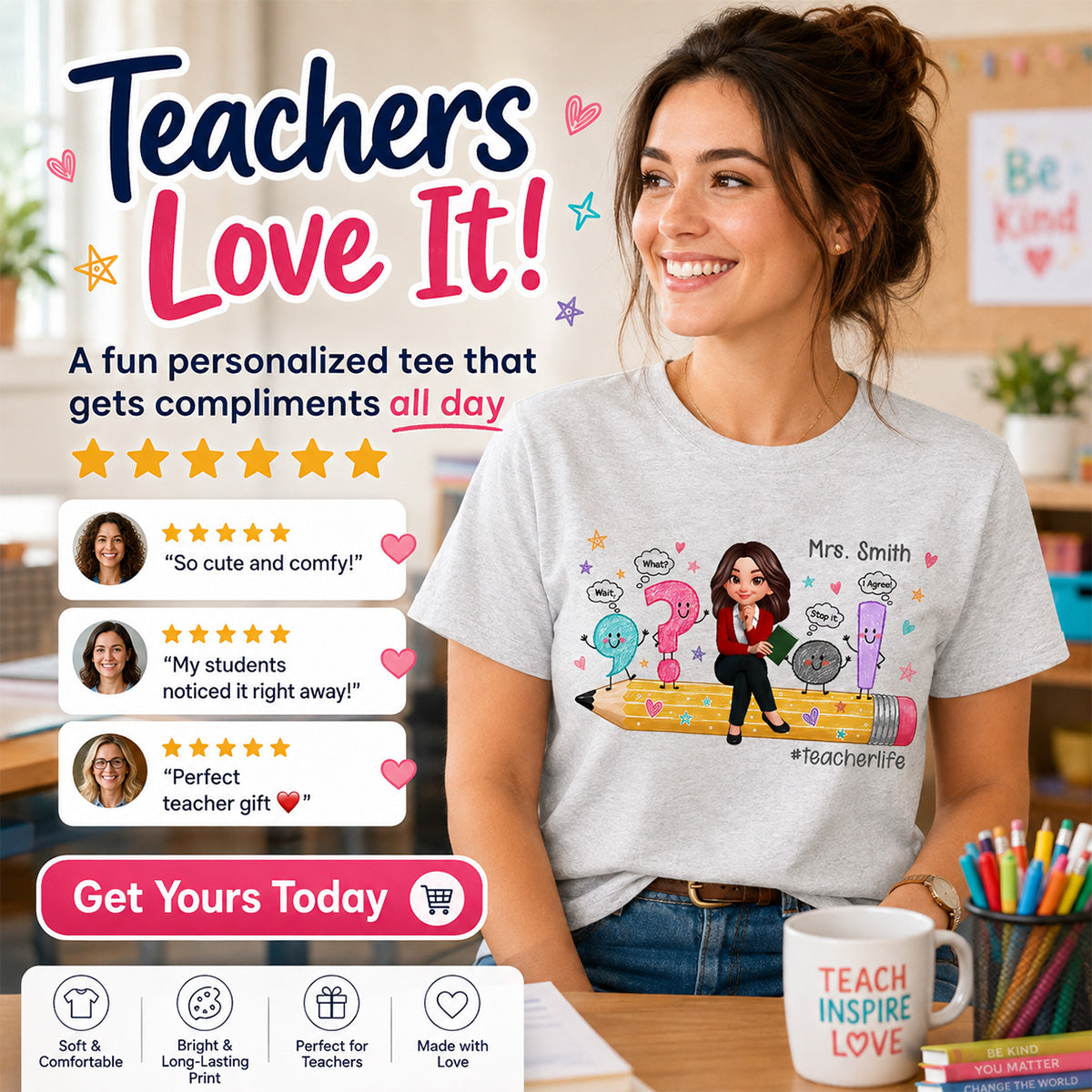 Funny Grammar Teacher Life - Personalized Shirt - Back To School Gift For Teacher