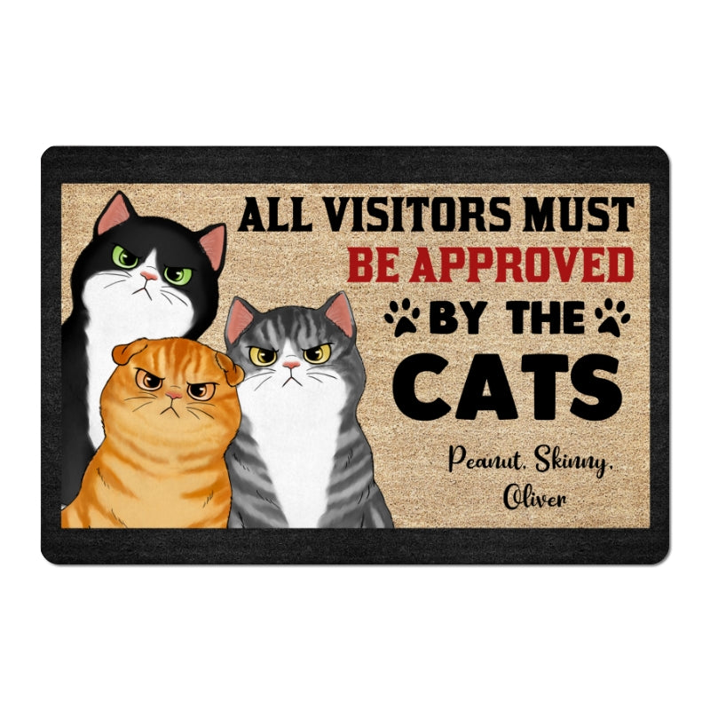 Angry Cats All Visitors Must Be Approved By The Cats Personalized Doormat