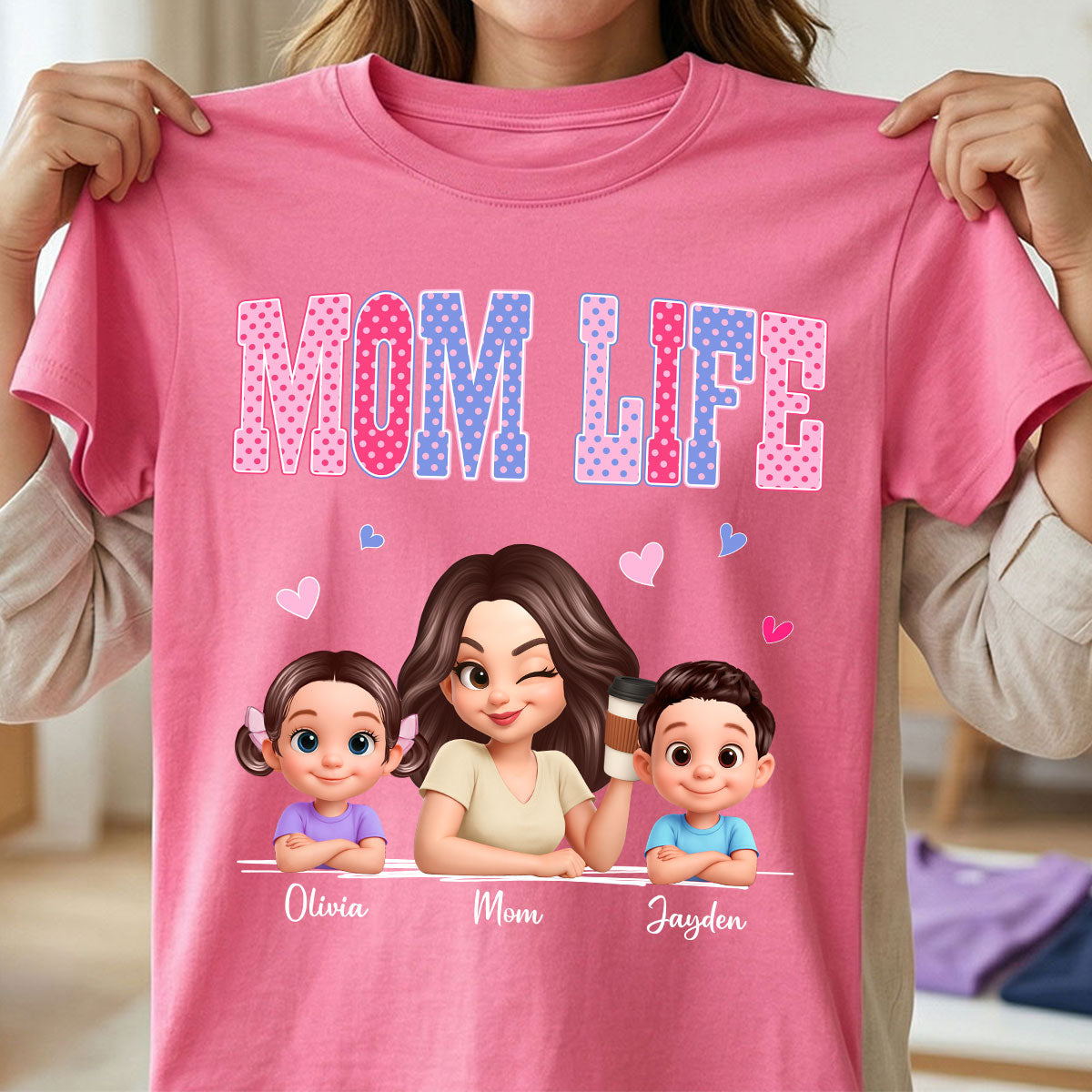 Trending Polka Dot Pattern Spring Summer Vibe Mom Life - Personalized Shirt - Gift For Mom