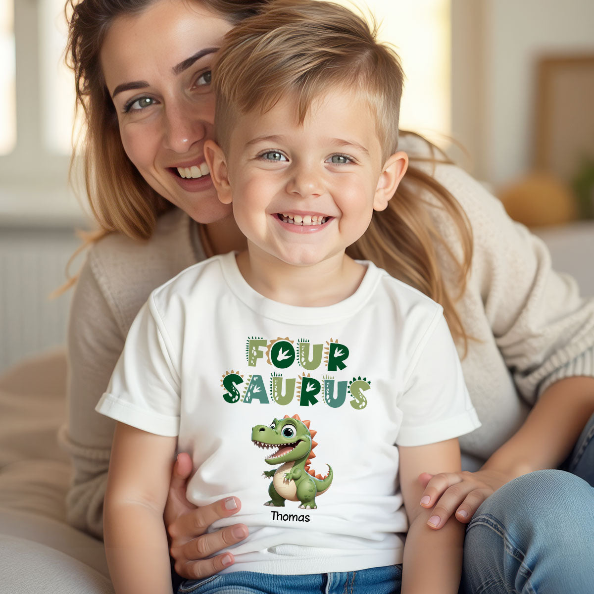 3D Effect Mamasaurus And Babysaurus Personalized Shirts [Set Of 2 Shirts]