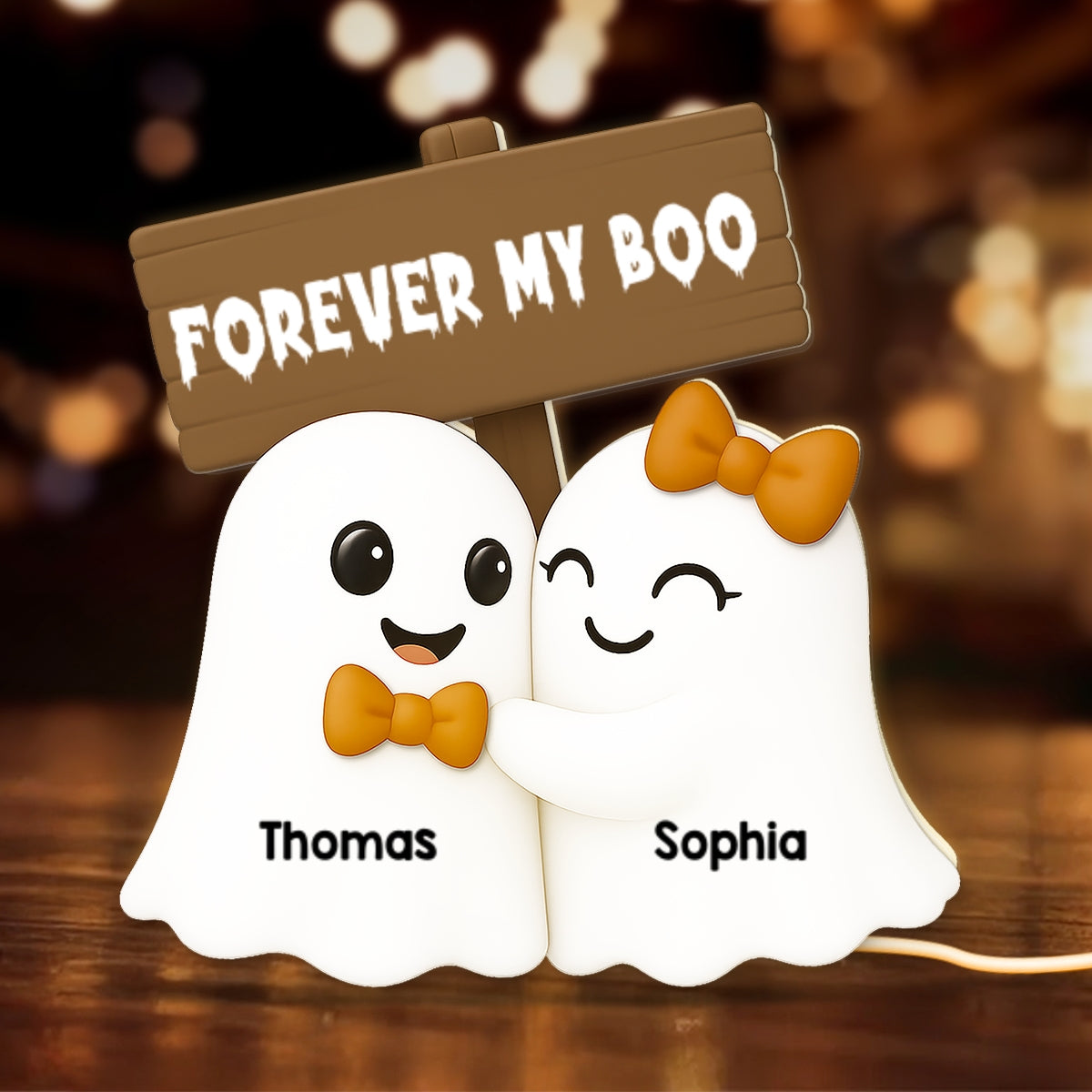 Halloween Boo Couple Personalized LED Light Box, Halloween Home Decoration