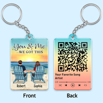 Couple Back View At Beach Favorite Song Scannable QR Code Personalized Acrylic Keychain