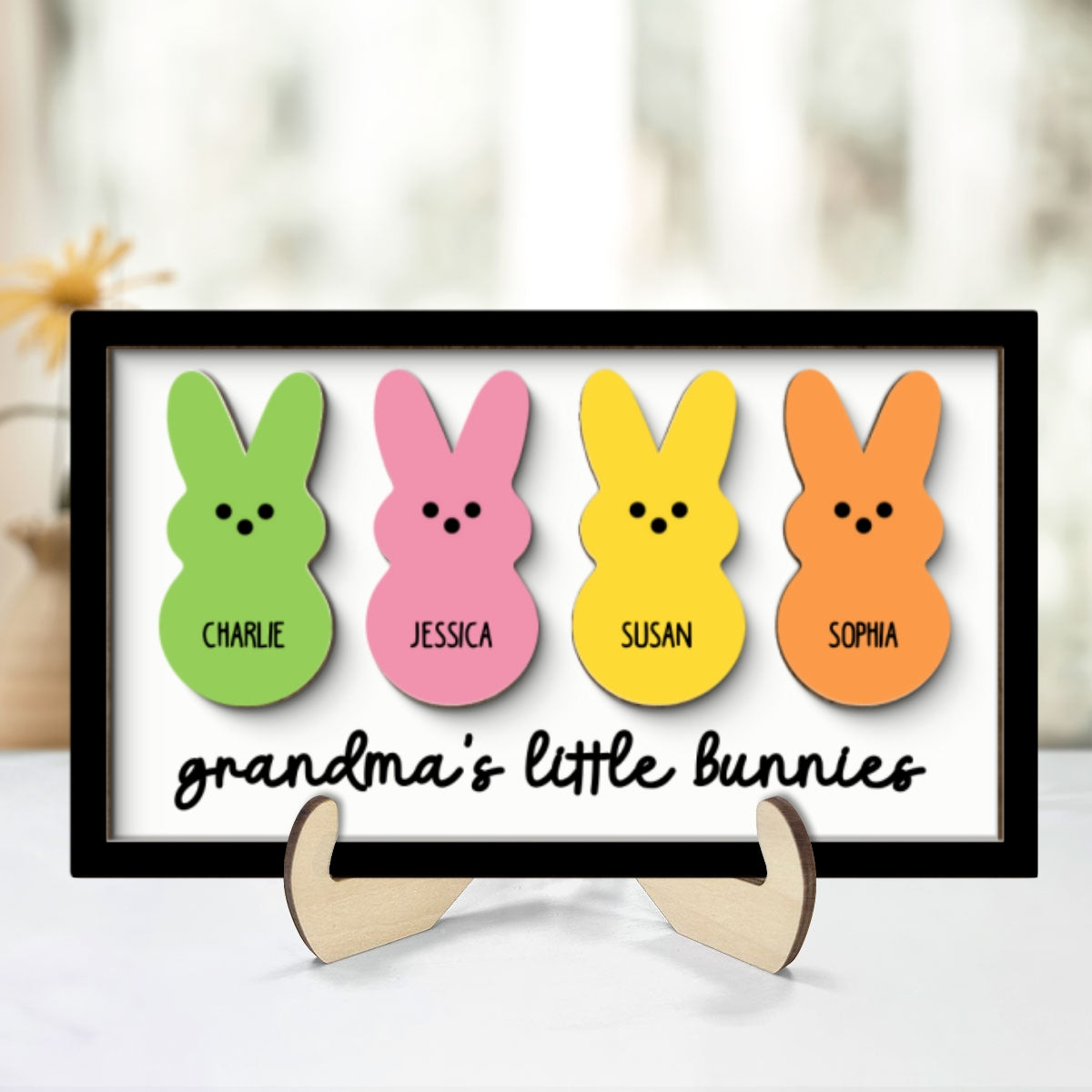 Grandma Mom Peeps Easter Gift Personalized 2-layer Wooden Plaque