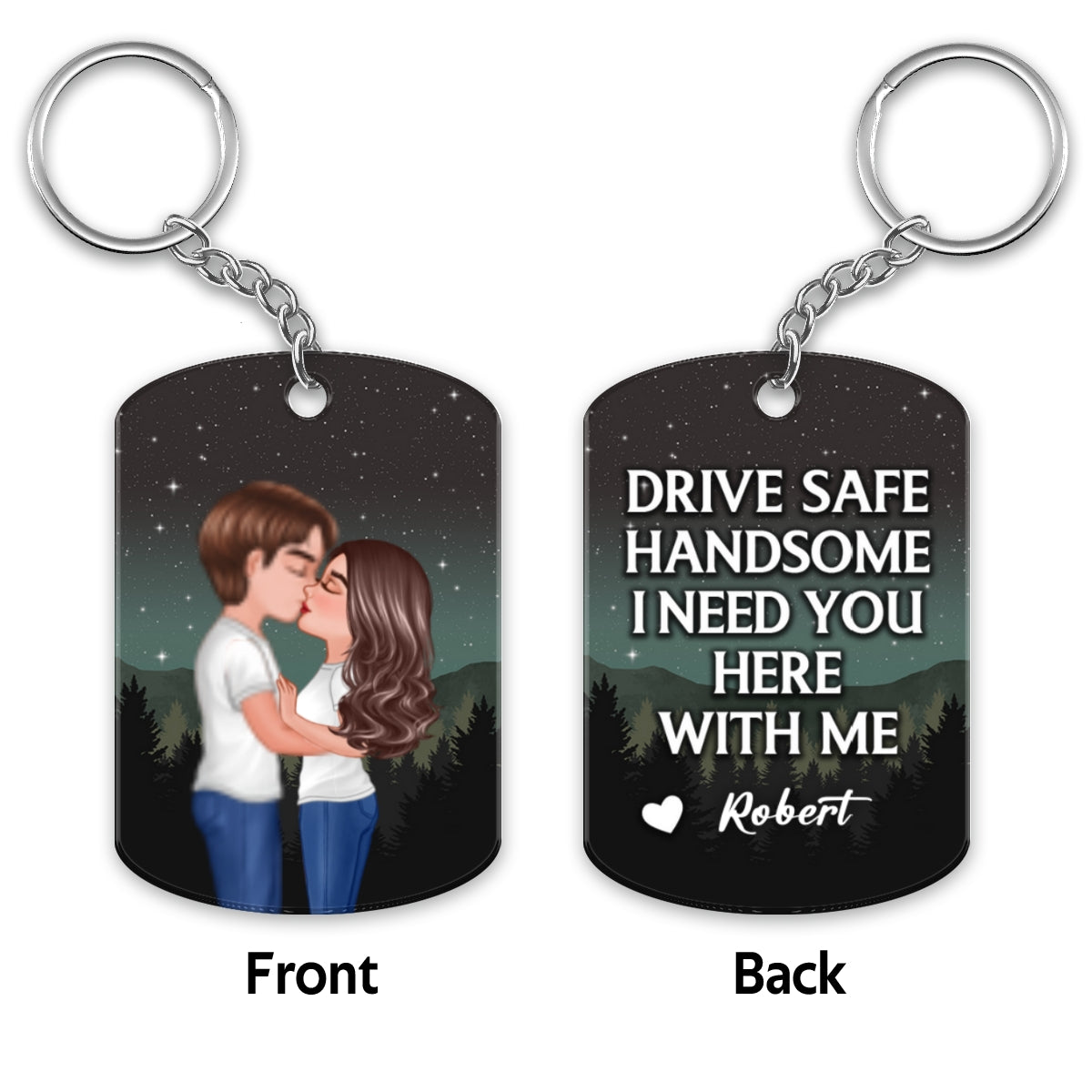 Drive Safe Handsome Beauty Doll Couple Kissing Personalized Acrylic Keychain