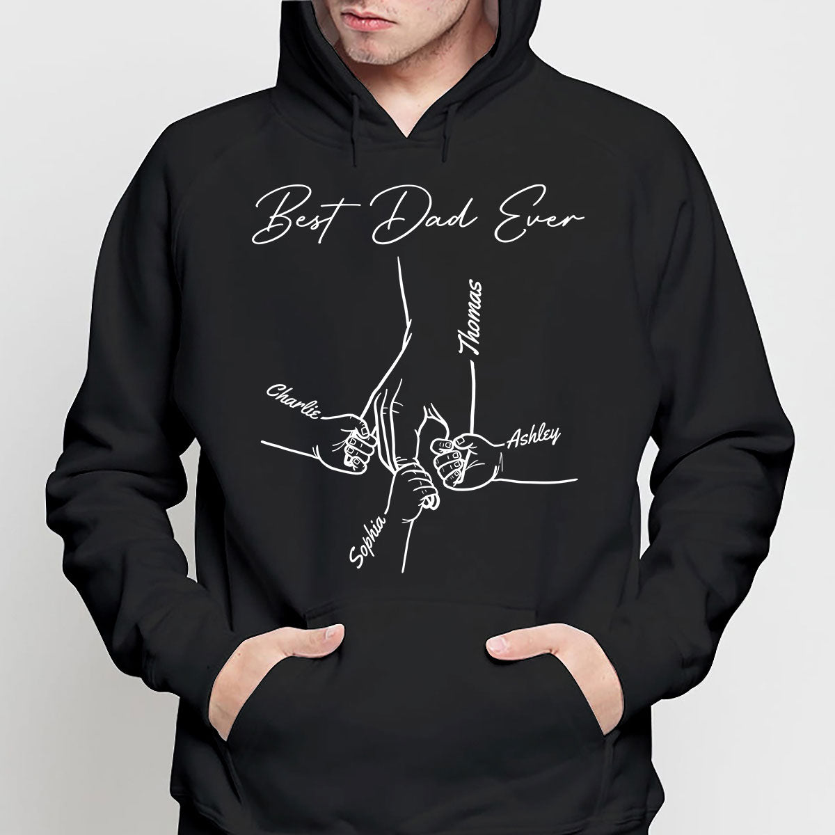 Best Dad Mom Grandma Grandpa Ever Hands Outline Personalized Shirt