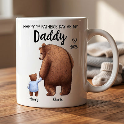 Happy 1st Father's Day Daddy Bear & Cub - Personalized Mug - Father's Day Gift For New Dad