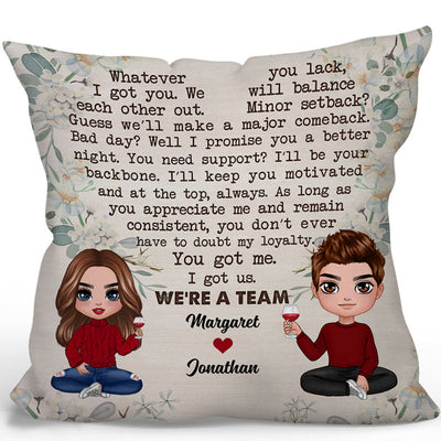 We‘re A Team Doll Couple Personalized Pillow (Insert Included)