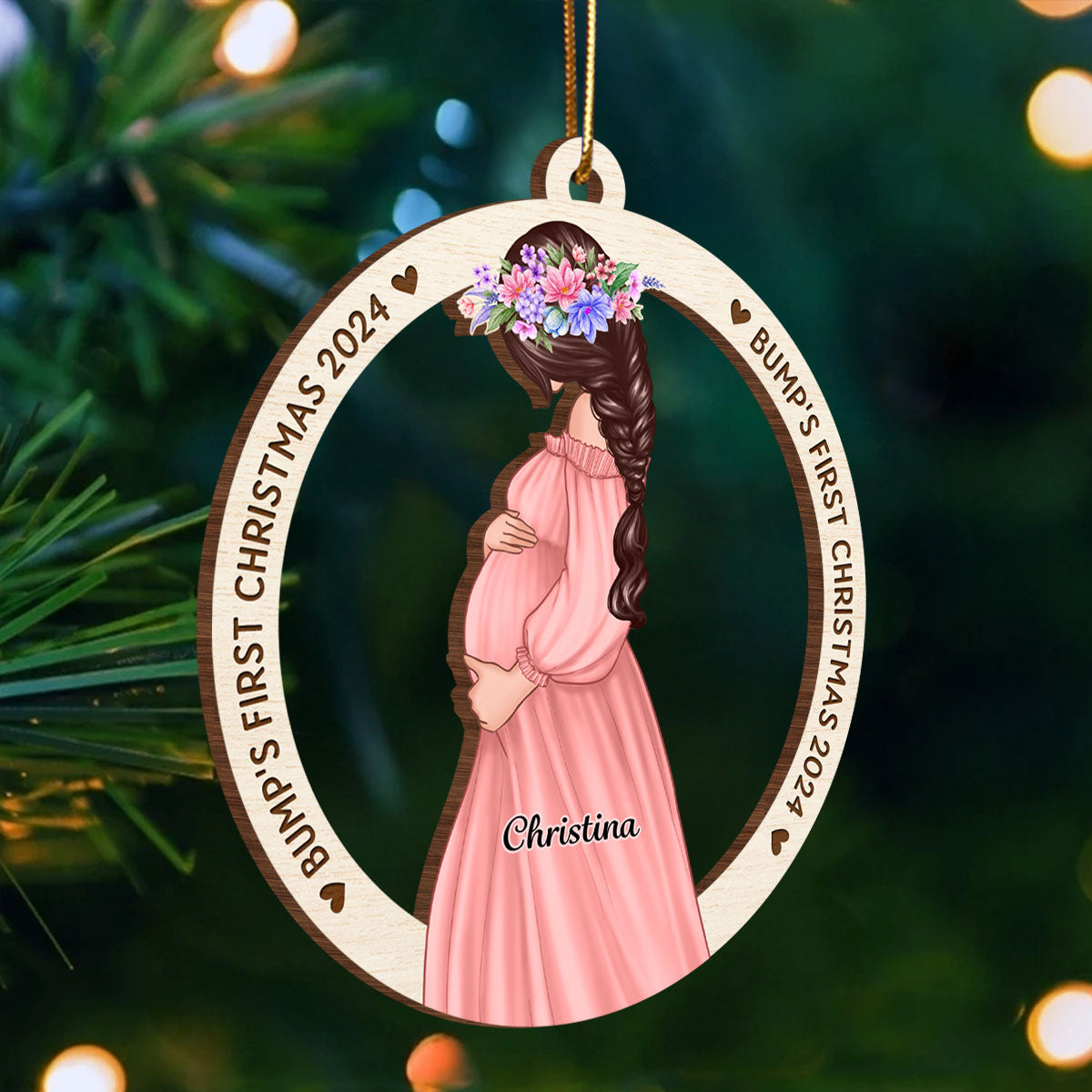 Baby Bump’s First Christmas Ornament Gift Expecting Mommy to Be Christmas Pregnancy Wooden Ornament