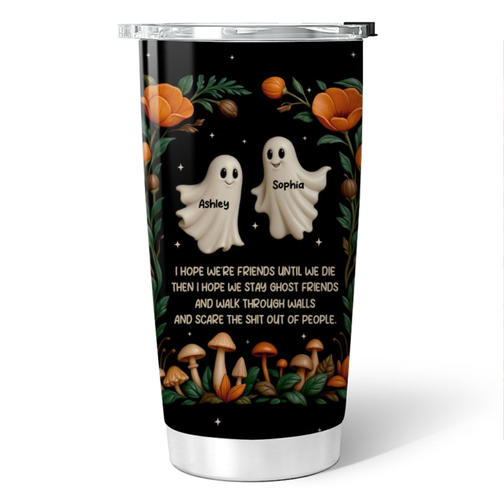 Halloween Best Friends Ghosts 3D Effect Personalized Tumbler, Gift for Besties, Sisters