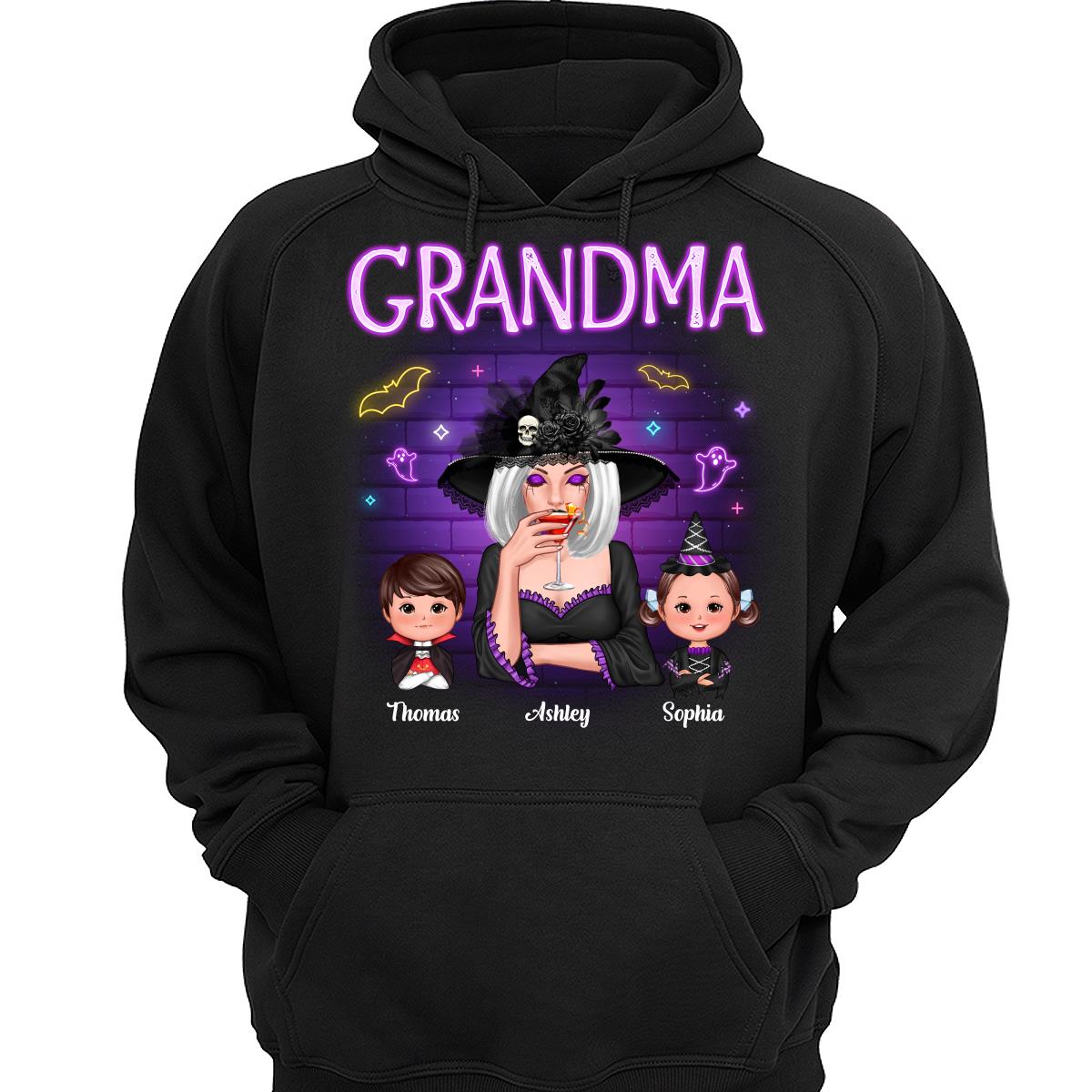 Grandma Mom Halloween Neon Light Personalized Shirt