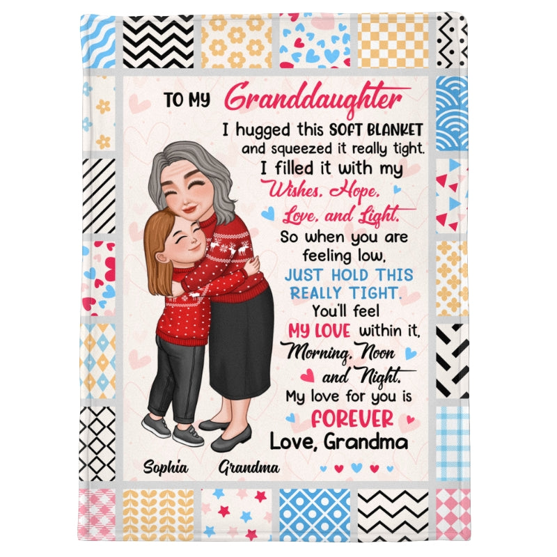 To My Granddaughter Grandson Feel My Love Within Grandma Grandkid Hugging Personalized Fleece Blanket