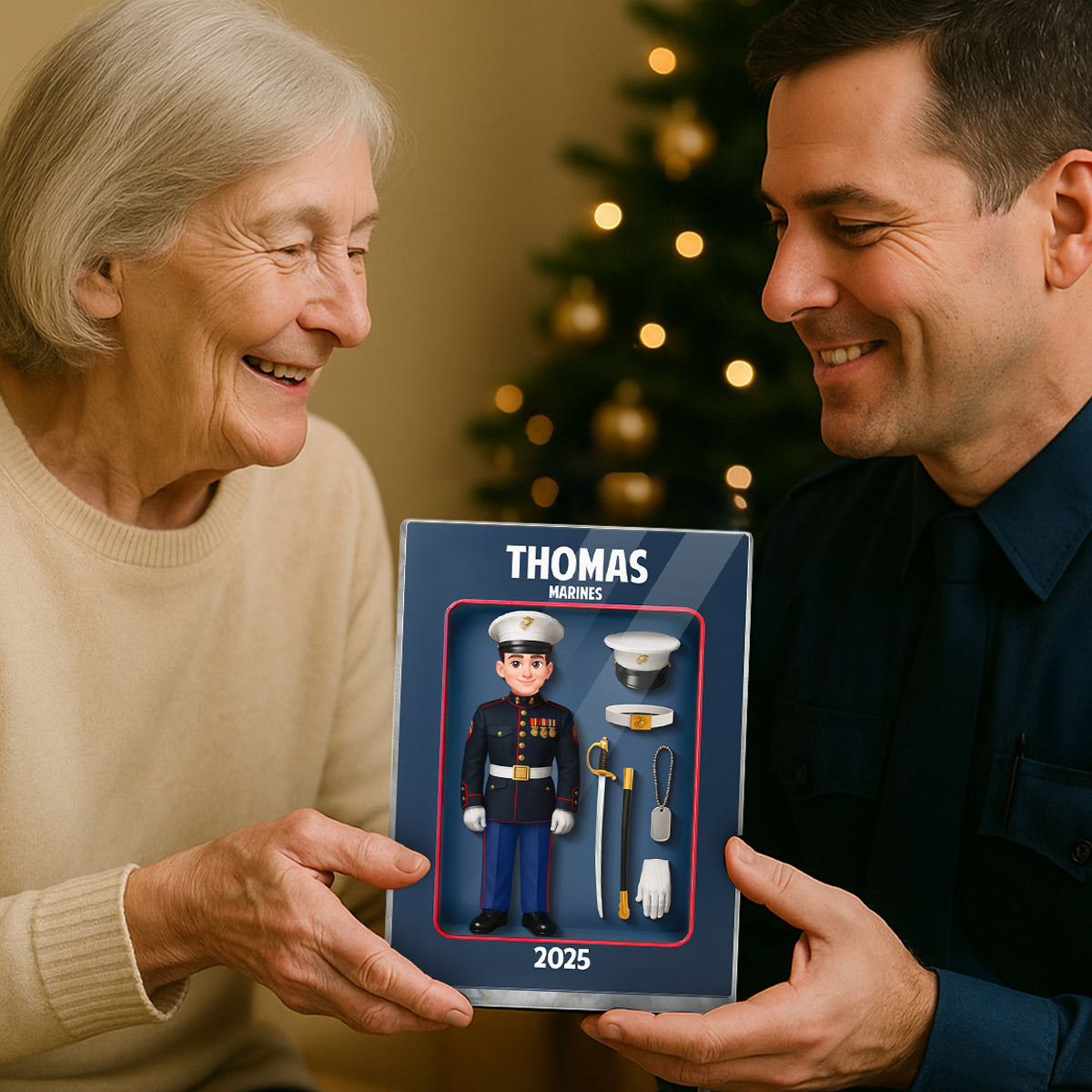 Marines Action Figure 3D Effect - Personalized Acrylic Block - Special Gift For The Marines