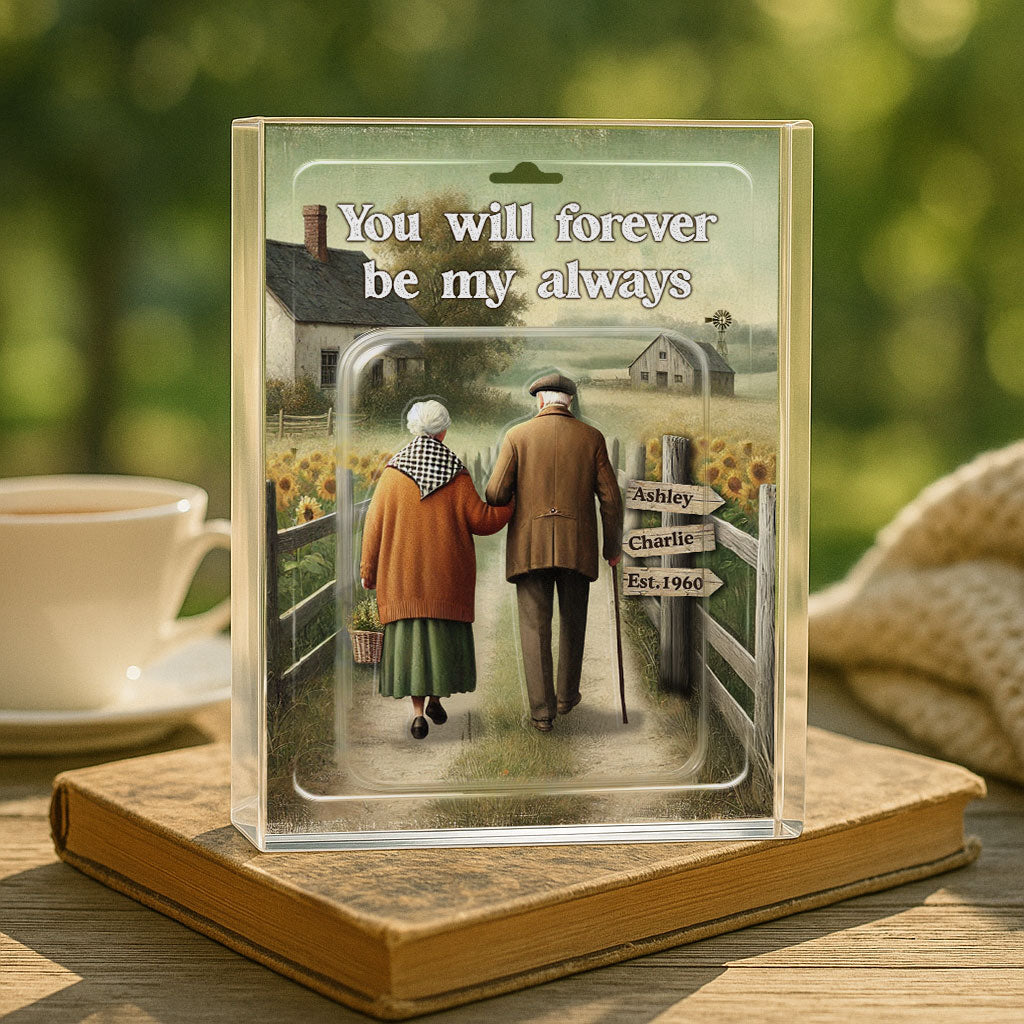 Eternal Love Couple Growing Old Together Toy Box Figures Style Personalized Acrylic Block Plaque