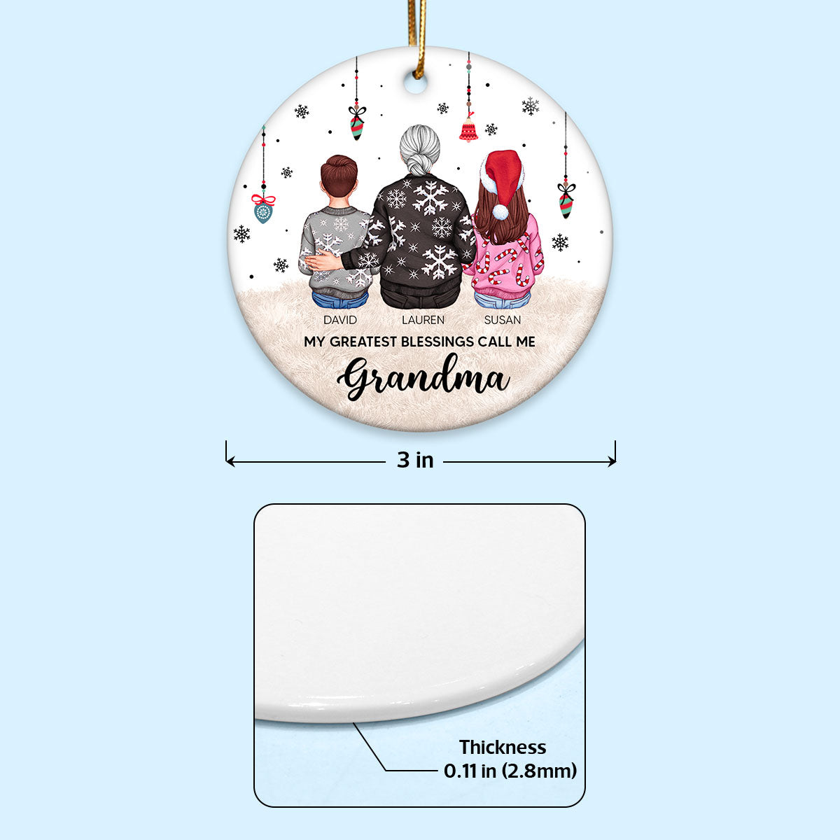 Personalized Grandma Ornament Christmas Gift from Grandkids, Gift for Grandma Mimi Gigi Abuela