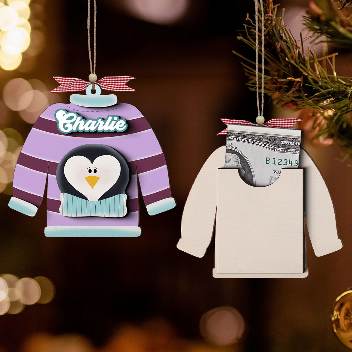 Christmas Sweater Personalized Money Gift Card Holder Ornament