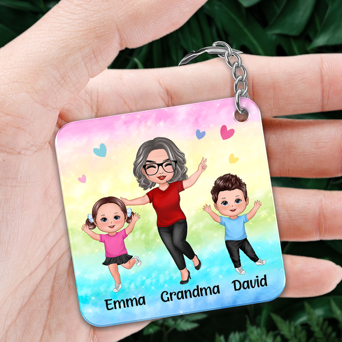 Live Love Spoil Grandma Grandkids Personalized Acrylic Keychain