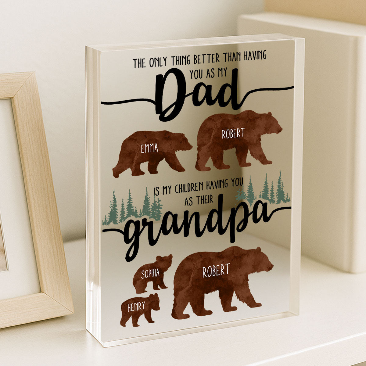 Papa Bear And Kids The Only Thing Better Than Personalized Acrylic Block, Father Day's gift for Dad