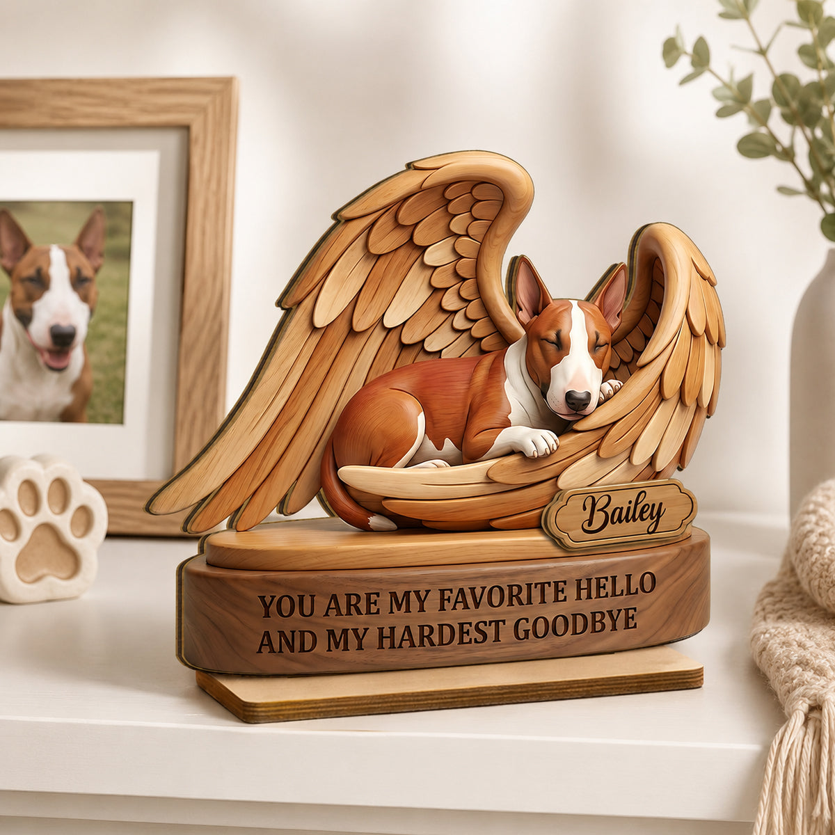 My Favorite Hello and Hardest Goodbye Pet Memorial - Personalized 2-Layered Wooden Plaque - Heartfelt Sympathy Keepsake