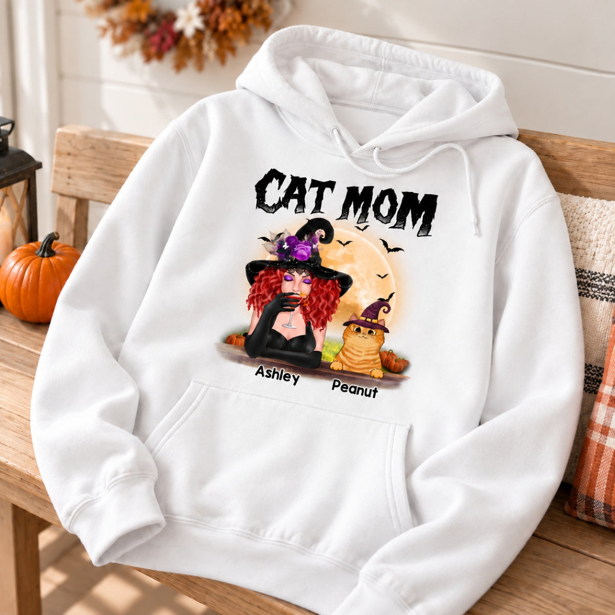 Halloween Witch Cat Mom Personalized Shirt