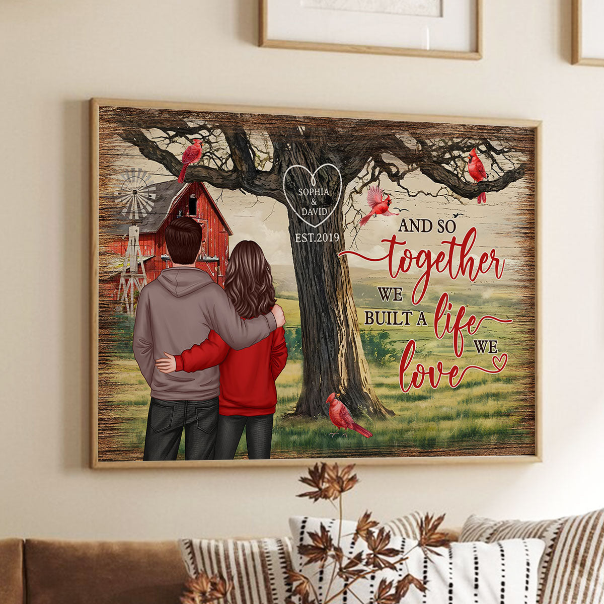 Personalized Couples Tree Large Farmhouse Poster Wall Art,  Gift, Anniversary Gift For Couples, For Him, For Her