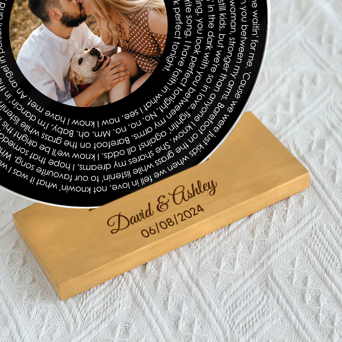 Couple Besties Family Photo Favorite Song Lyrics Personalized Acrylic Record Plaque, Heartfelt Gift For Couple, For Him, For Her, Boyfriend, Girlfriend, Husband, Wife