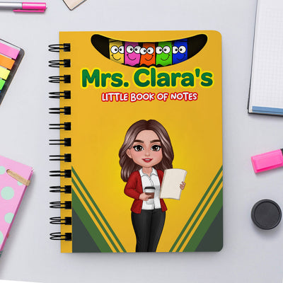 Crayon Box Themed Teacher Name Personalized Spiral Notebook Journal, Back To School Stationery