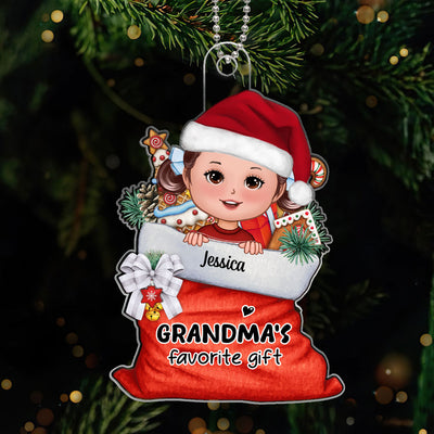Grandma‘s Favorite Gifts Christmas Gift Bag Personalized Acrylic Ornament