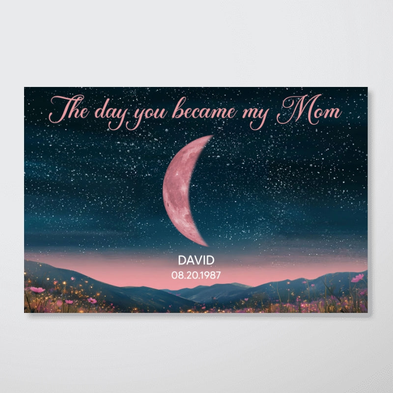 Personalized Birth Moon Poster, Pink Moon Phase | A Heartfelt Gift for Mom’s Birthday, Mother’s Day, or Just Because