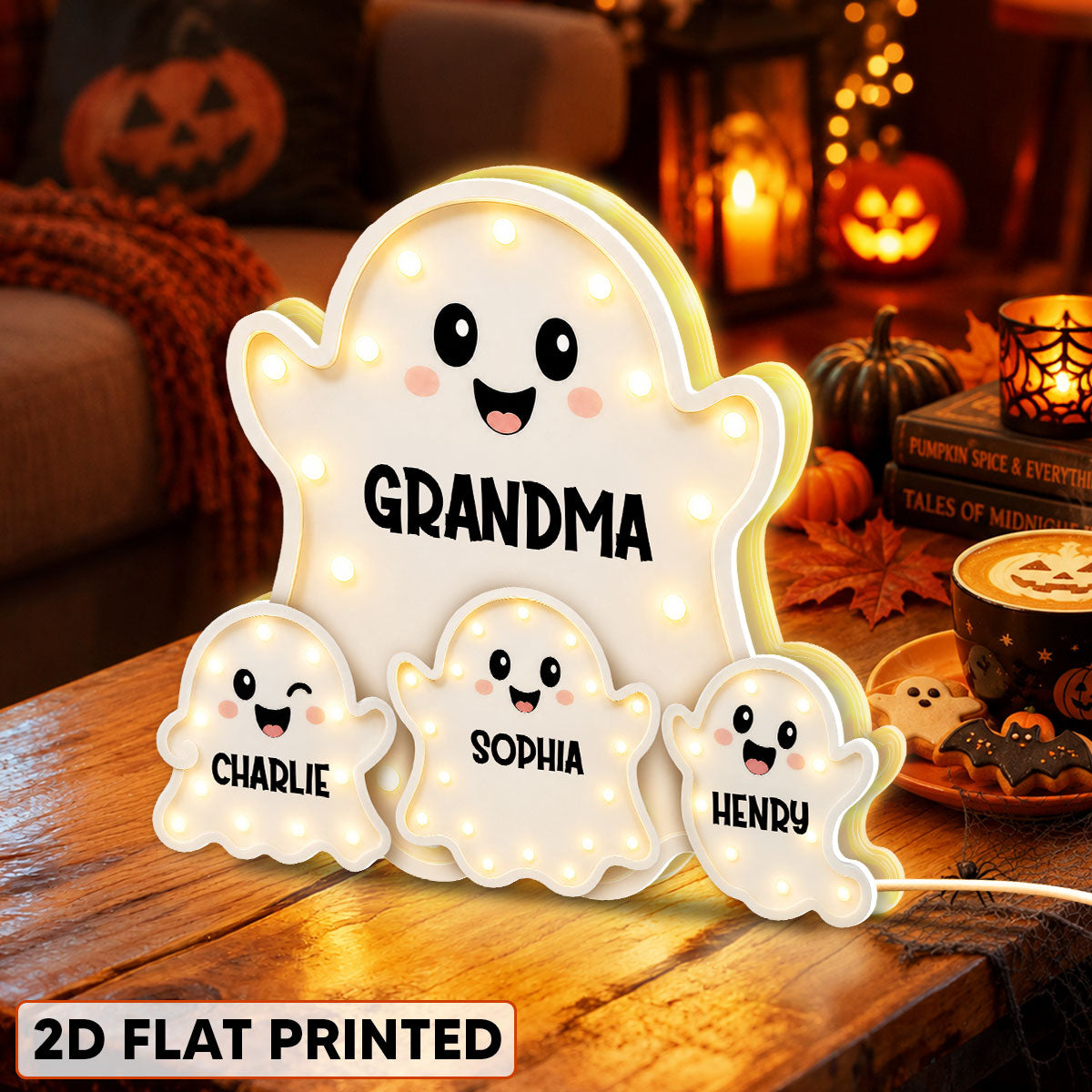 Funny Cute Halloween Grandma's Boo Crew - Personalized Light Box - Halloween Decor For Grandma