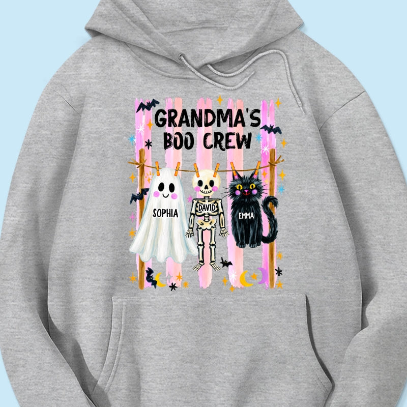 Grandma's Boo Crew Preppy Pattern - Personalized Shirt - Trendy Fall Halloween Tee for Grandma