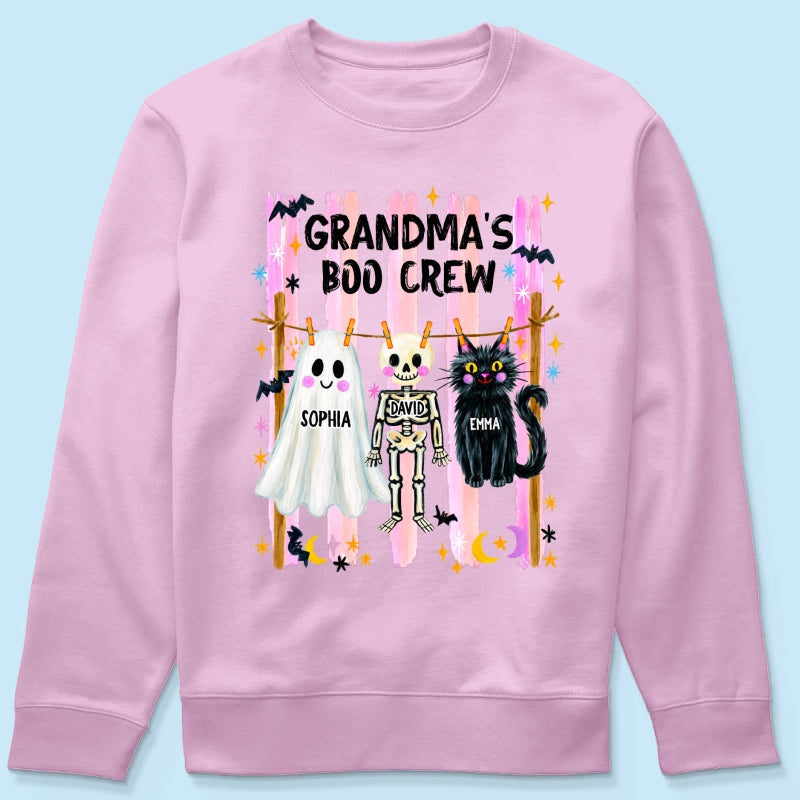 Grandma's Boo Crew Preppy Pattern - Personalized Shirt - Trendy Fall Halloween Tee for Grandma