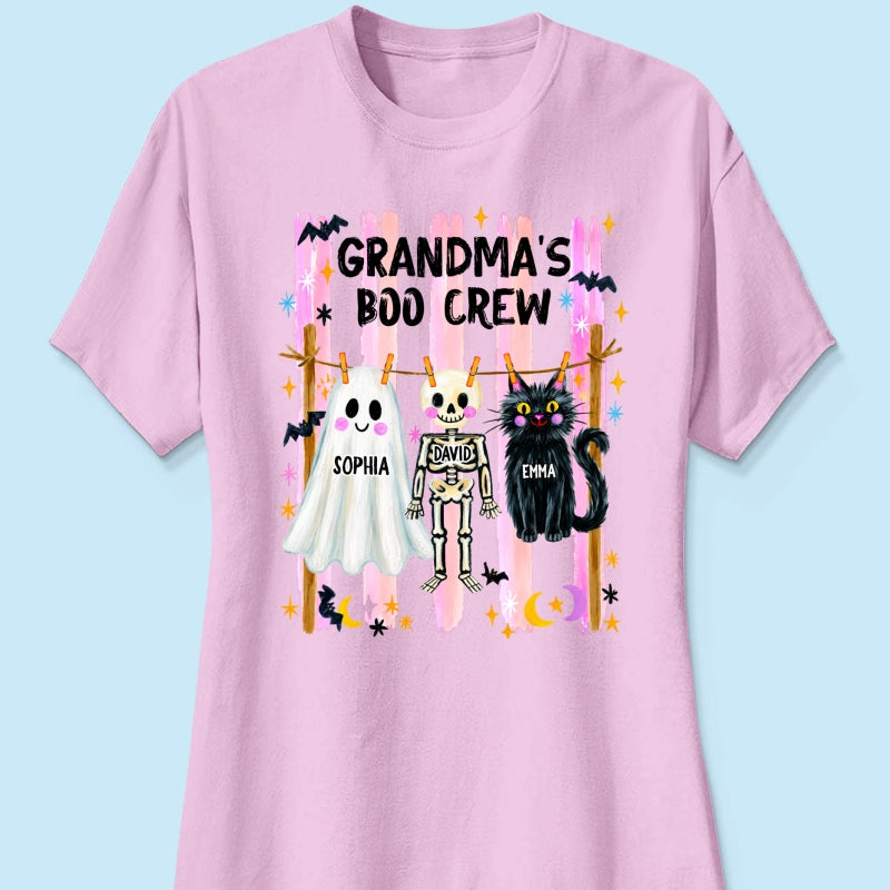 Grandma's Boo Crew Preppy Pattern - Personalized Shirt - Trendy Fall Halloween Tee for Grandma