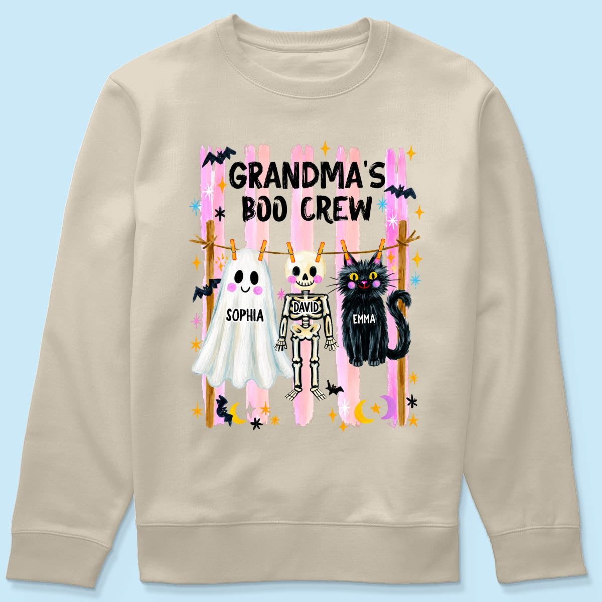 Grandma's Boo Crew Preppy Pattern - Personalized Shirt - Trendy Fall Halloween Tee for Grandma