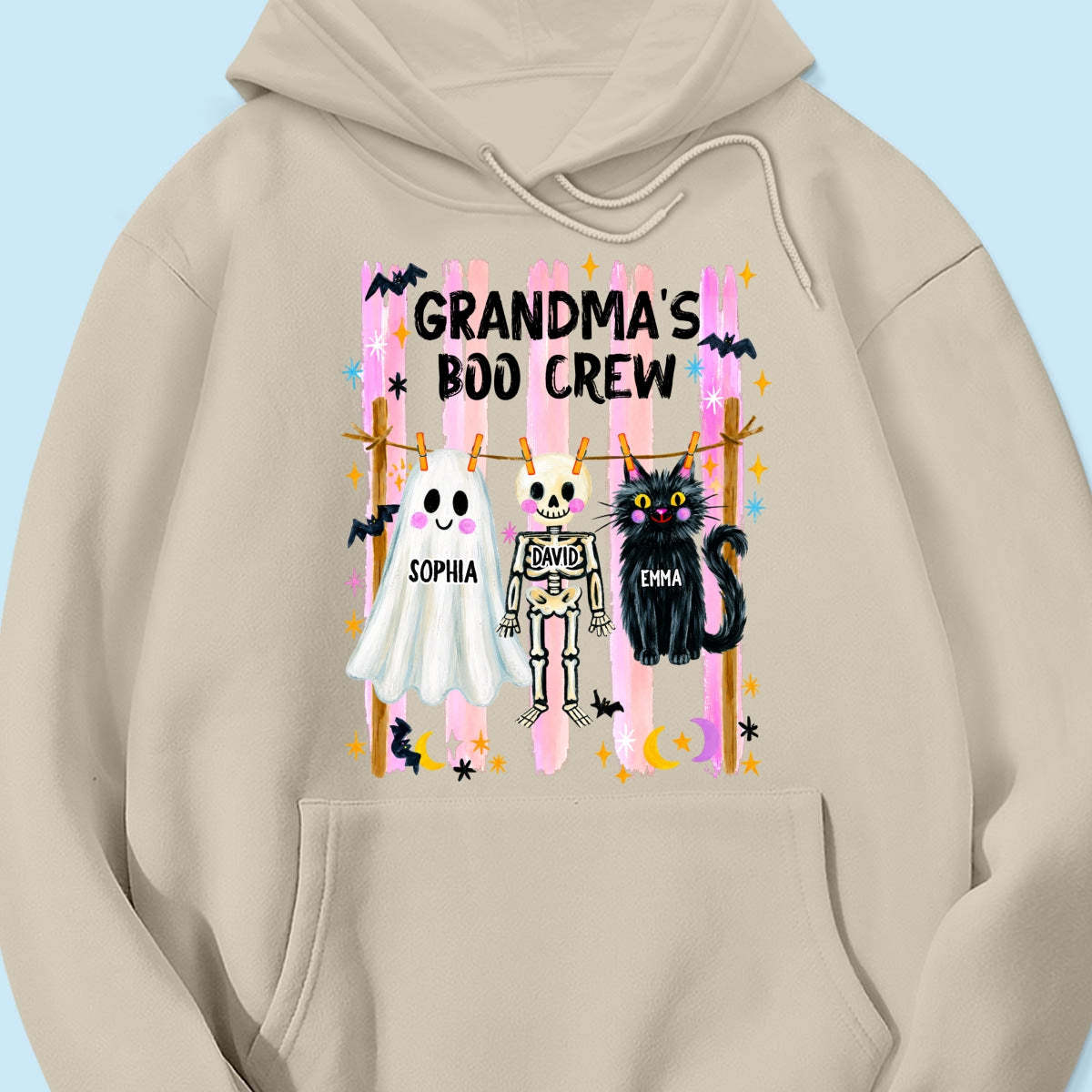 Grandma's Boo Crew Preppy Pattern - Personalized Shirt - Trendy Fall Halloween Tee for Grandma