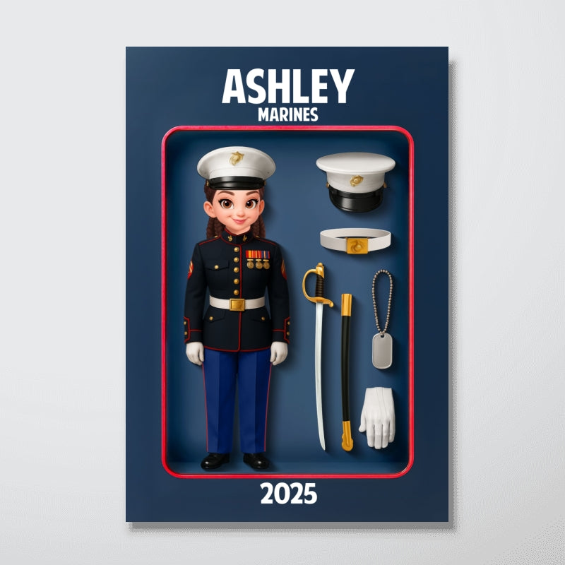 Marines Action Figure 3D Effect - Personalized Poster - Special Gift For The Marines