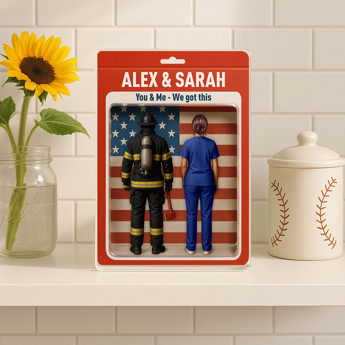 Hero Couple You & Me We Got This Realistic Figures Style Personalized Acrylic Block Plaque
