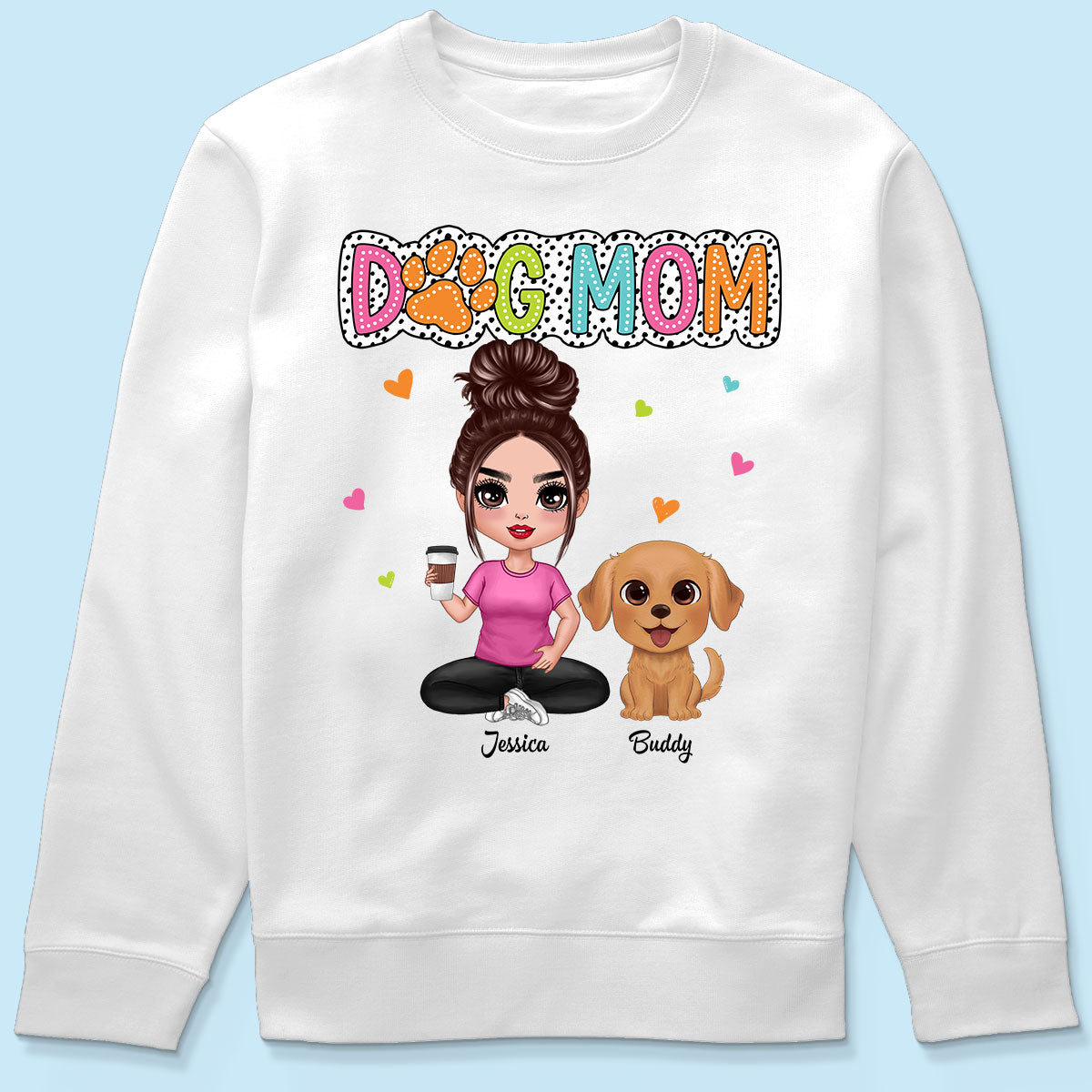 Dog Mom Summer Vibe Woman & Cute Watercolor Dogs Personalized Shirt