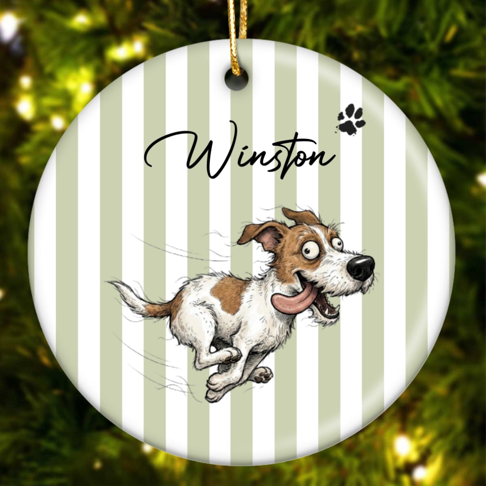 Watercolor Pet Zoomies Portrait From Your Photo - Personalized Ceramic Ornament - Christmas Keepsake For Dog Cat Lover
