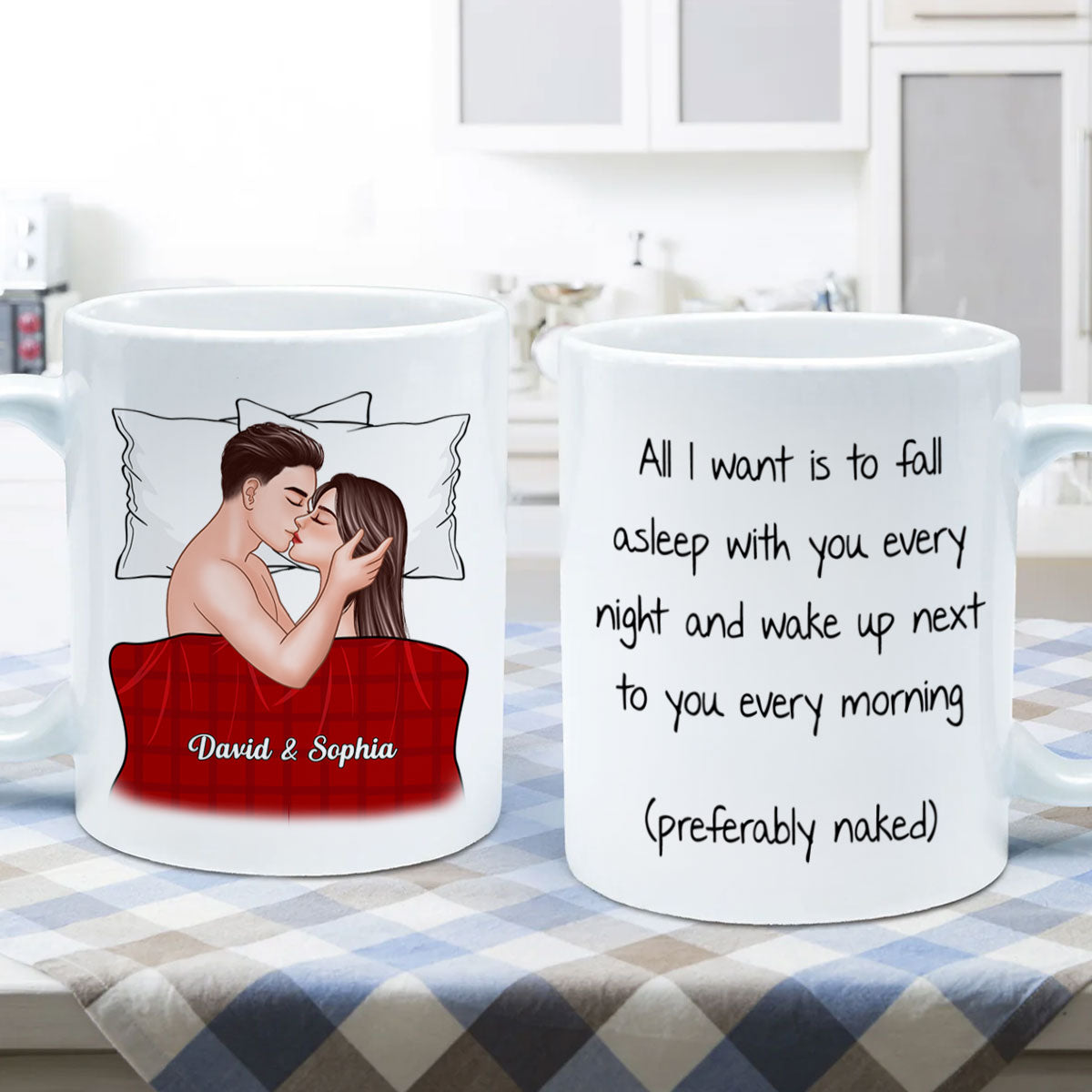 All I Want Is To Fall Asleep With You Valentine‘s Couple Personalized Mug
